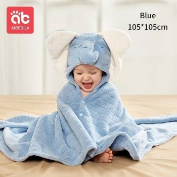 Soft Pure Cotton Newborn Bath Towel with Hooded Bathrobe