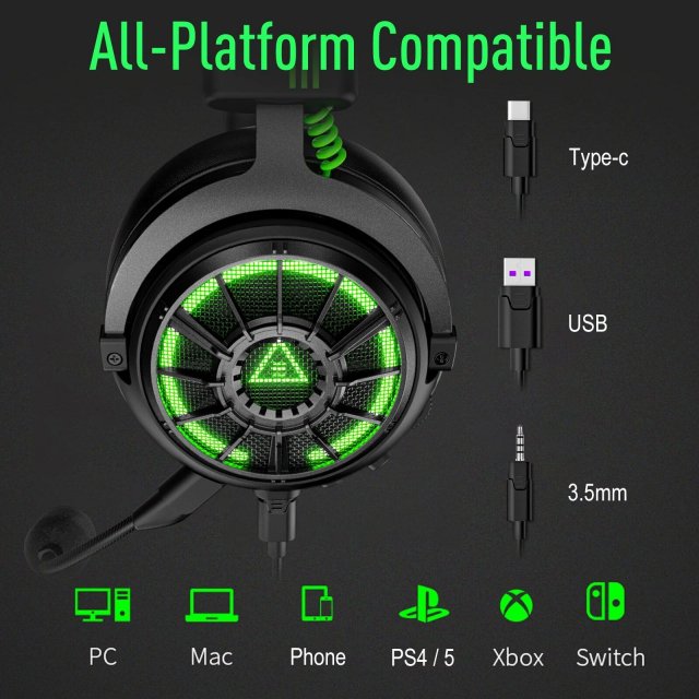 Wired Gaming Headset with 7.1 Surround Sound, Noise-Cancelling Mic, and Multi-Device Compatibility