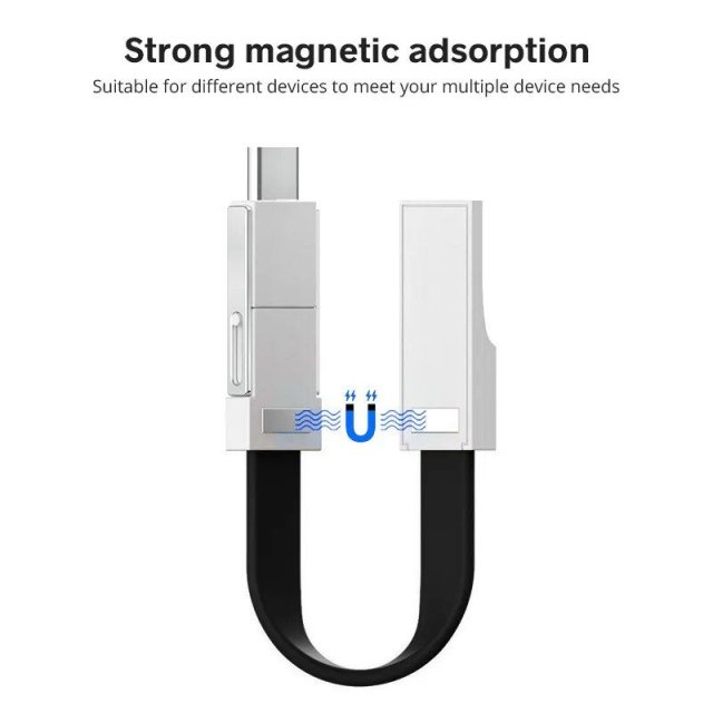 Compact 3-in-1 Magnetic Keychain USB Cable - Micro USB, Type-C, Lightning - Image 5