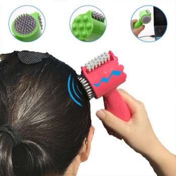 4-In-1 Electric Head Massager with Roller, Pounding & Vibration