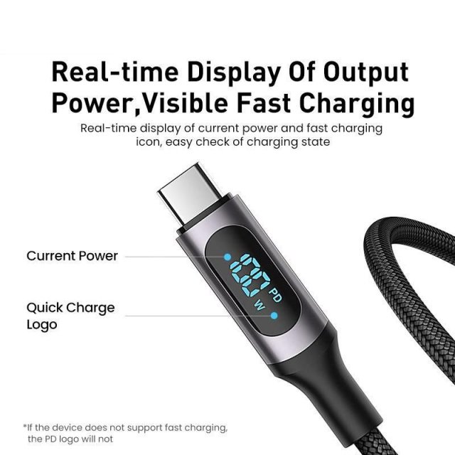 100W LED USB-C Fast Charge & Data Sync Cable