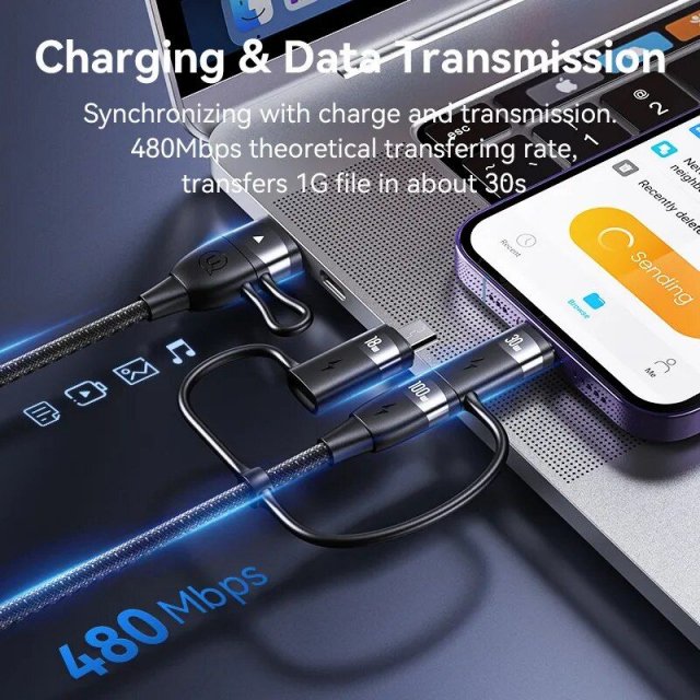 Multi-Device Fast Charging Cable – 3-in-1 USB-C to Lightning/Micro/Type-C – PD 100W