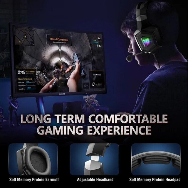 Wired Stereo Gaming Headset with Dynamic Immersive Sound & LED Lights