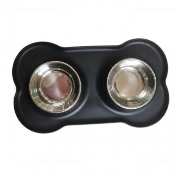 Non-Slip Stainless Steel Dual Dog Bowl with Silicone Mat