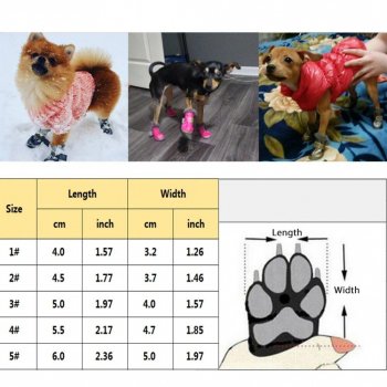 Winter Waterproof Snow Boots for Small Dogs - 4Pcs/Set Warm Fur Shoes Non Slip for Chihuahua, Pug, and Other Small Breeds