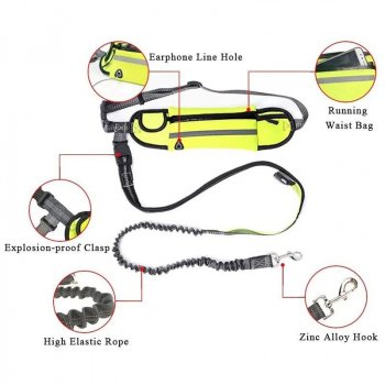 Hands-Free Reflective Dog Leash with Waist Bag