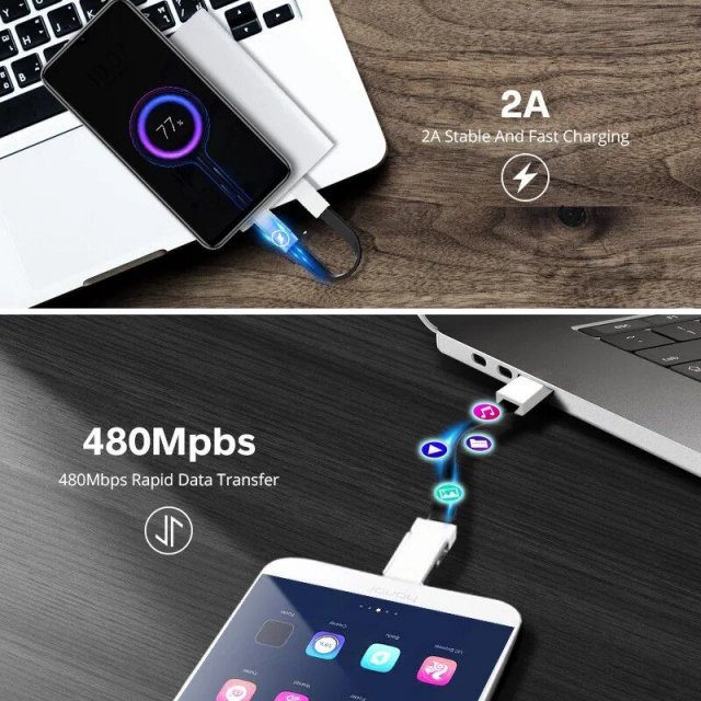 Compact 3-in-1 Magnetic Keychain USB Cable - Micro USB, Type-C, Lightning - Image 4