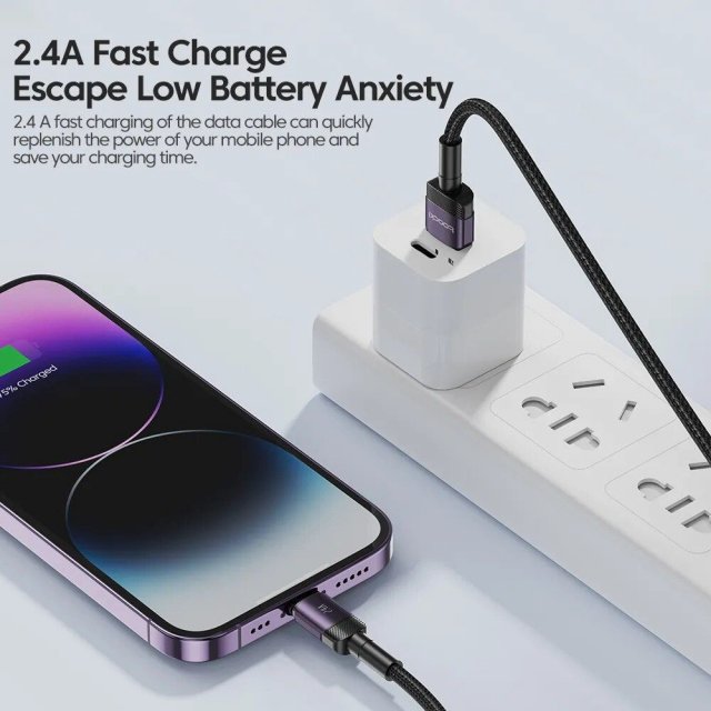 Fast Charging 2.4A Lightning USB Cable for iPhone Series