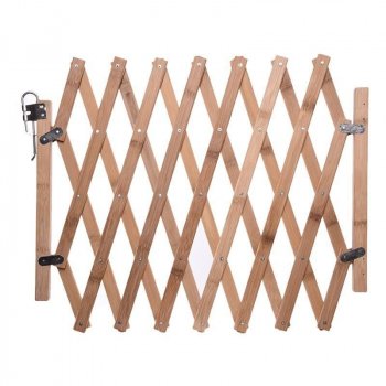 Adjustable Bamboo Pet Safety Gate - Retractable Dog & Cat Barrier Fence