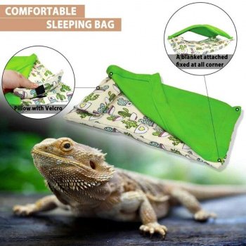 Cozy Reptile Sleeping Bag Set: Bed, Pillow & Blanket for Bearded Dragons and Geckos