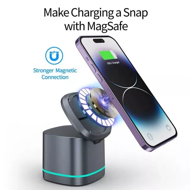 3-in-1 Transparent Magnetic 15W Wireless Charging Stand for iPhone, Airpods Pro, and Watch SE - Image 7