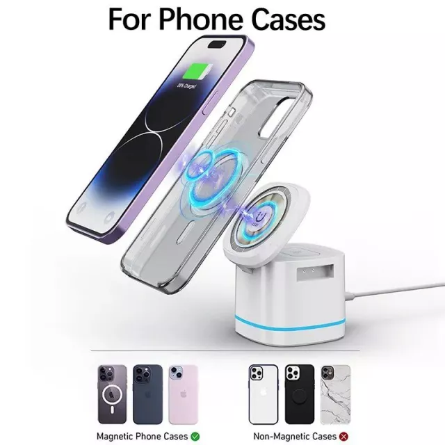 3-in-1 Transparent Magnetic 15W Wireless Charging Stand for iPhone, Airpods Pro, and Watch SE - Image 3