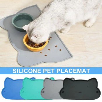 Charming Cartoon-Shape Non-Slip, Waterproof Pet Food Mat with Raised Edges