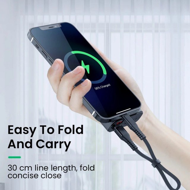 Compact 3A Fast-Charging USB Cable – Universal Compatibility for iPhone & Android Devices