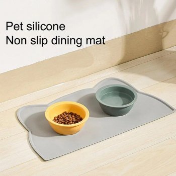 Adorable & Durable Pet Feeding Mat: Non-Slip, Waterproof Silicone Tray