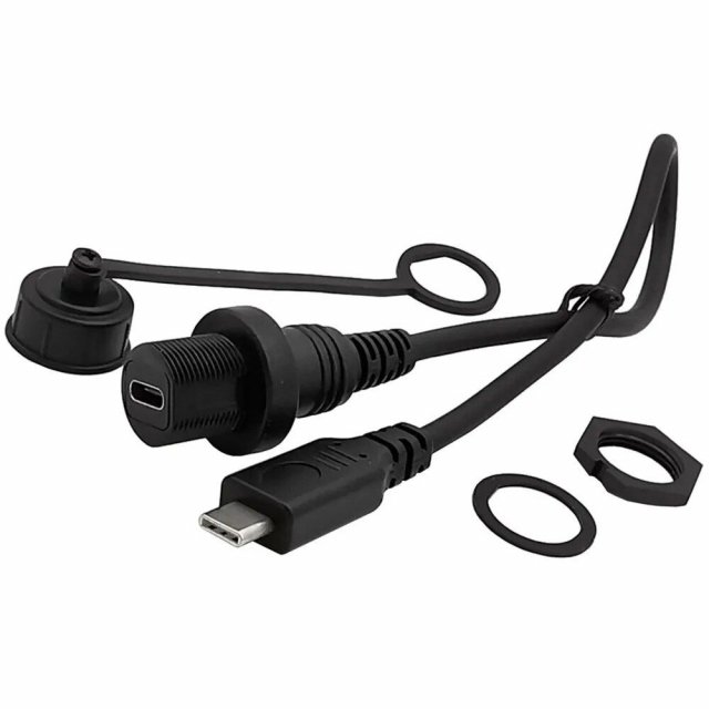 Waterproof Type-C USB Extension Cord – Panel Mount Connector 30cm