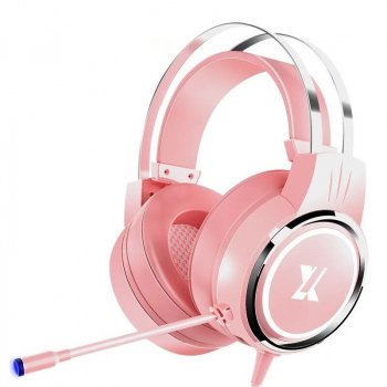 Alternative view of Wired Pink Gaming Headset with Microphone & USB - Stereo Over-the-Ear for PC & Notebook