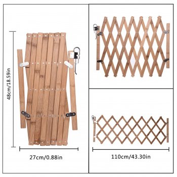Adjustable Bamboo Pet Safety Gate - Retractable Dog & Cat Barrier Fence