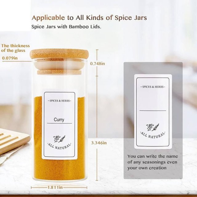 Glass Seasoning Storage Jars with Bamboo Lid - Image 4