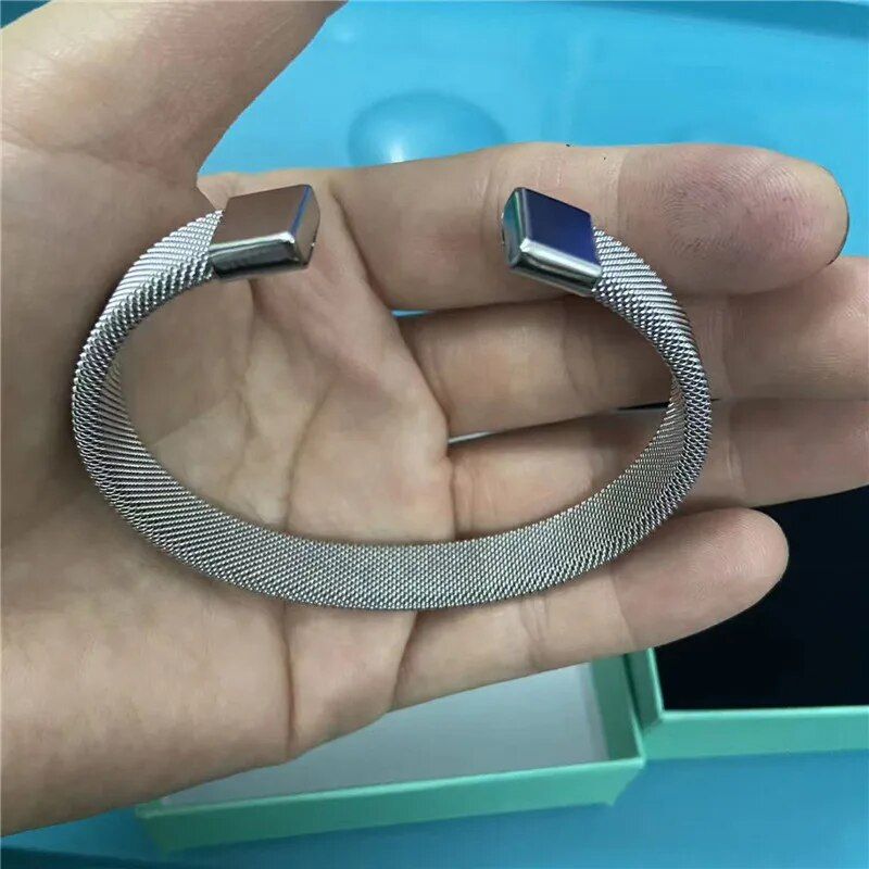 Elegant Stainless Steel Mesh Cuff Bracelet for Women 