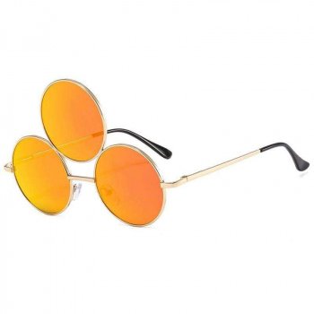 Vintage Third Eye Sunglasses - Round Metal Frames with Triple Lenses, UV400 Protection for Men and Women