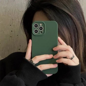 Shockproof Green Silicone TPU Phone Case for iPhone 14 13 12 11 Pro Max - Soft Full-Lens Protection