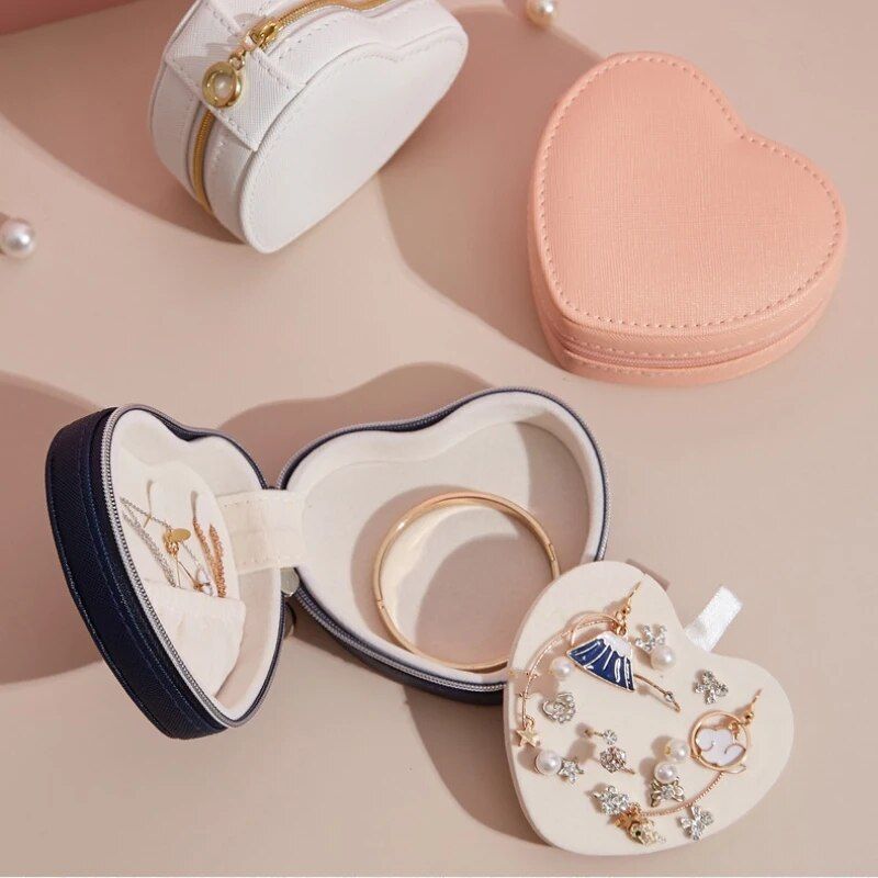 Heart-Shaped PU Leather Jewelry Box 