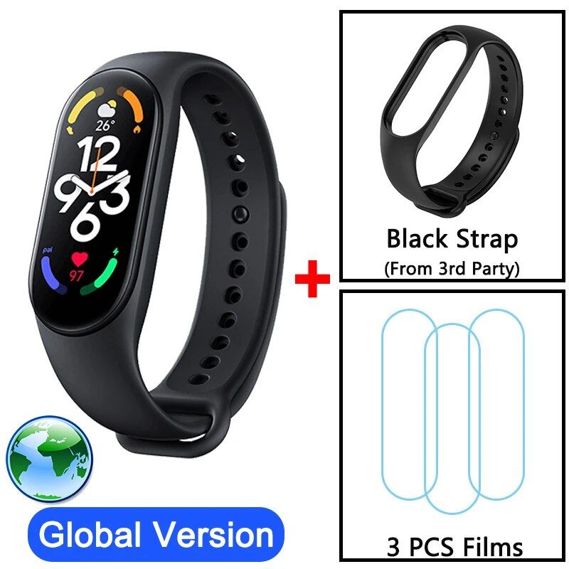 Watch + Black Band + 3Pcs Films