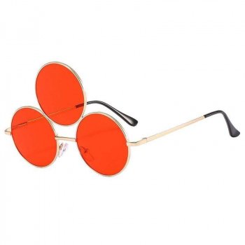 Vintage Third Eye Sunglasses - Round Metal Frames with Triple Lenses, UV400 Protection for Men and Women