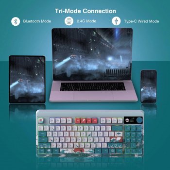 Wireless TKL Mechanical Keyboard with OLED & Multifunctional Knob - Hot-Swap RGB Gaming Keyboard