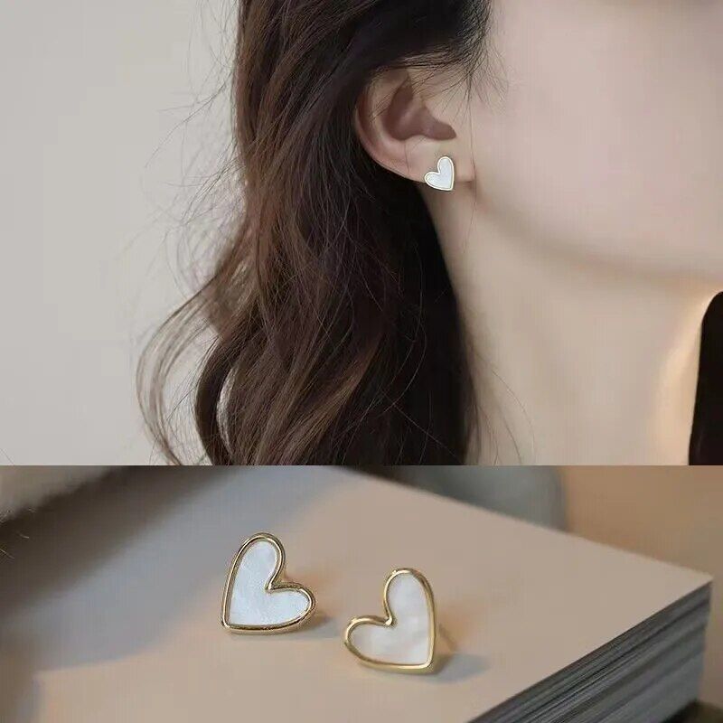 Trendy Heart Bling Zircon Stud Earrings 