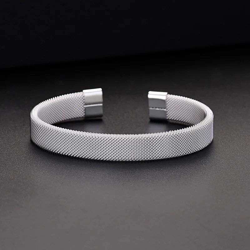 Elegant Stainless Steel Mesh Cuff Bracelet for Women 