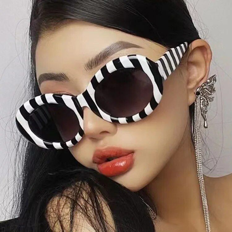 Colorful Stripe Vintage Zebra Pattern UV400 Sunglasses for Men and Women 