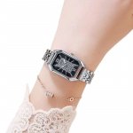 Elegant Stainless Steel Rectangle Quartz Watch for Women - Image 3