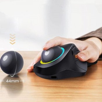 Wireless Bluetooth Ergonomic Trackball Mouse with RGB Backlight