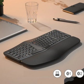 Ergonomic Split Wireless Keyboard with Backlight and Wrist Rest