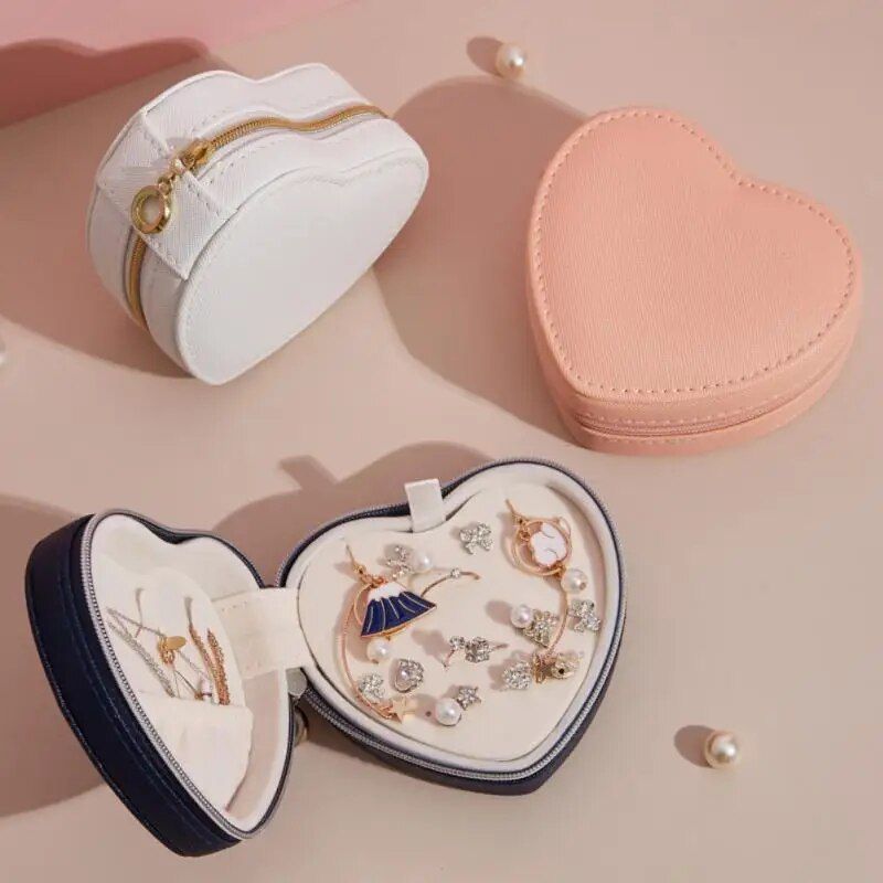 Heart-Shaped PU Leather Jewelry Box 