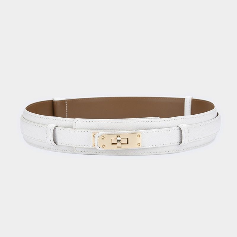 Chic Geometric Leather Waist Belt for Women Color: White Belt Length: 105cm 