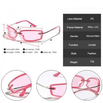 Y2K Cat Eye Rimless Sunglasses
