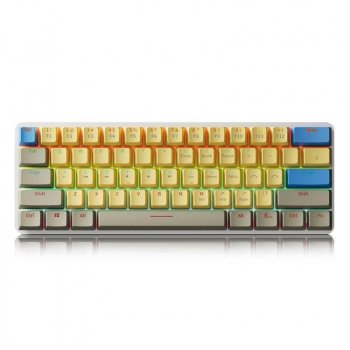 Compact 61-Key Wired Mechanical Keyboard with Multicolor LED Backlight and Hot-Swappable Red Switches