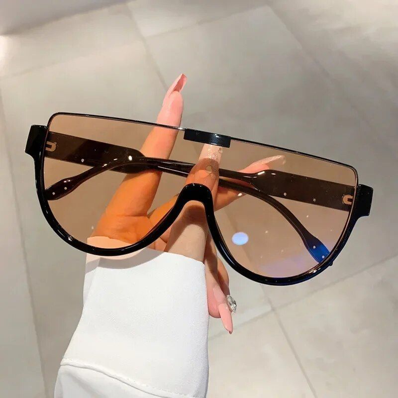 Trendy Half-Frame Oversized Sunglasses - Vintage Punk Style for Women and Men 