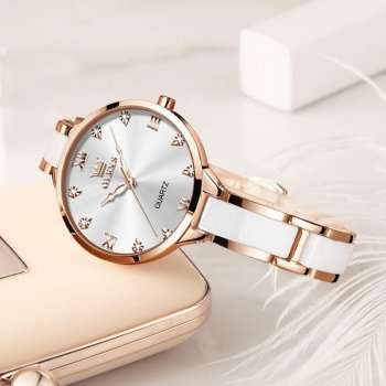 Elegant Women's Luxury Fashion Watch with Diamond Inlay, Waterproof & Luminous Quartz Wristwatch