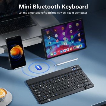 Mini Wireless Bluetooth Rechargeable Keyboard - Multilingual for iOS, Android & Windows Devices