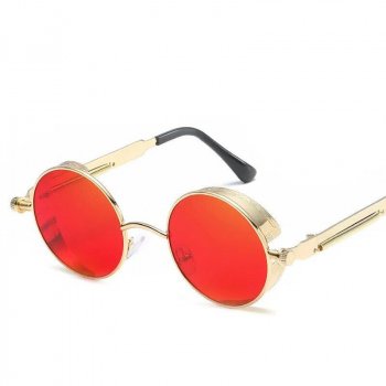 Retro Round Metal Sunglasses - Unisex Steampunk Fashion with UV400 Protection