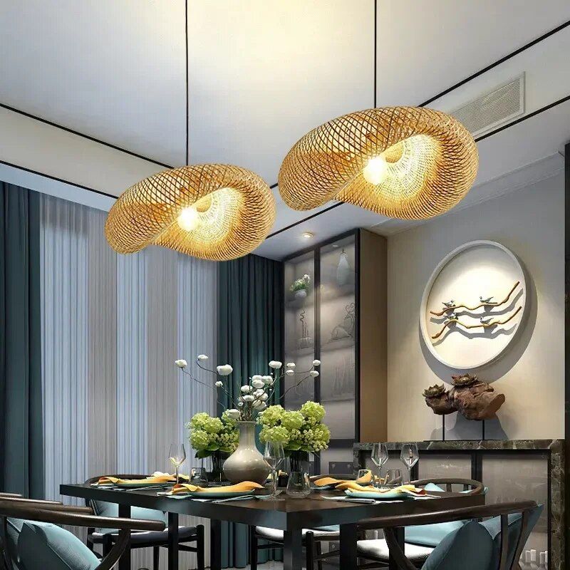 Elegant Bamboo Hand-Woven LED Pendant Light Home & Garden Home Decor Lighting