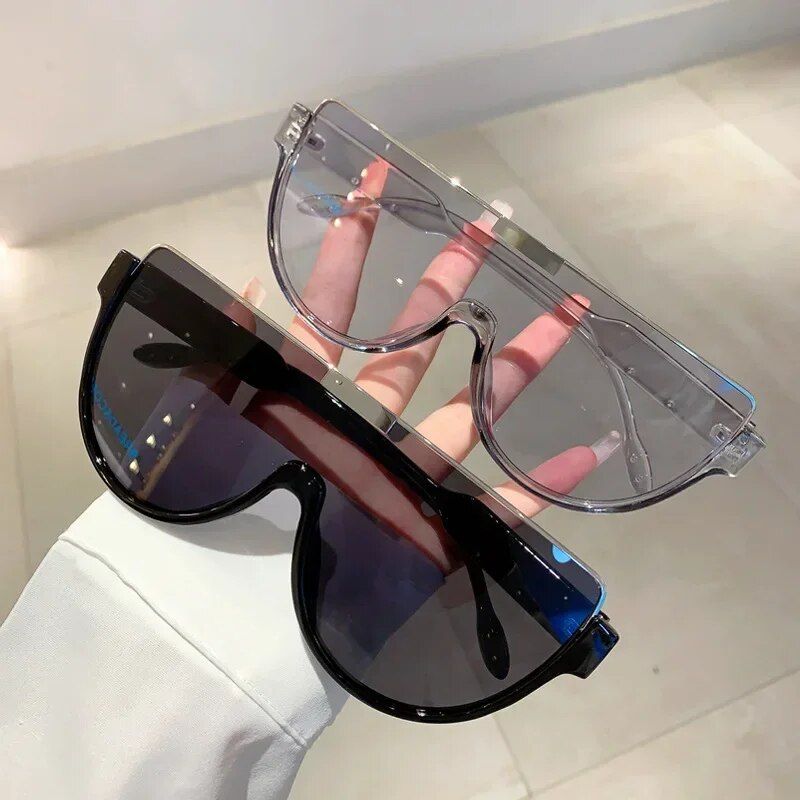 Trendy Half-Frame Oversized Sunglasses - Vintage Punk Style for Women and Men 