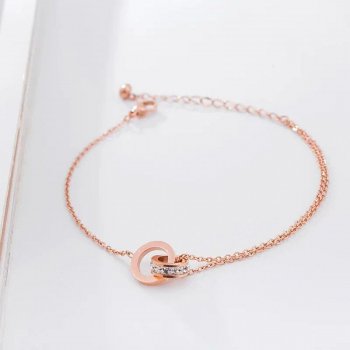 Elegant Titanium Steel Crystal Heart Anklet