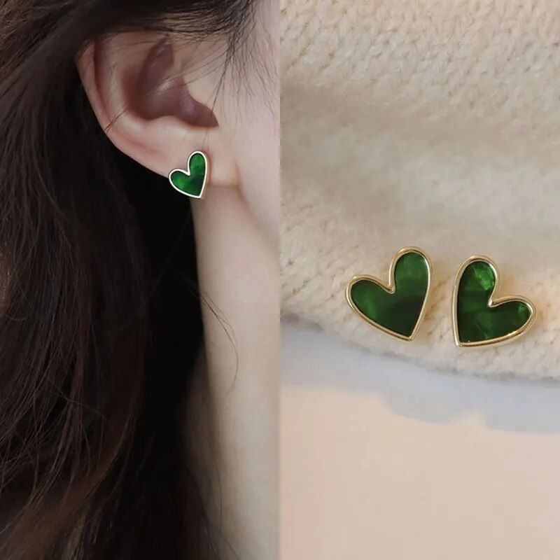 Trendy Heart Bling Zircon Stud Earrings 