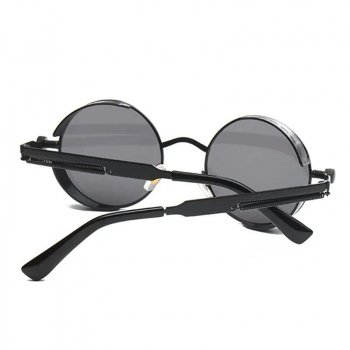 Retro Round Metal Sunglasses - Unisex Steampunk Fashion with UV400 Protection