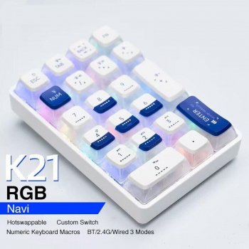 Multi-Mode 21-Key Wireless Mechanical Numpad with RGB Backlight